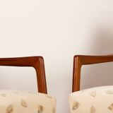 Pair of Scandinavian armchairs in teak and new fabric, 1960.