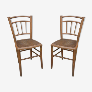 Pair of chairs bistro clear patina