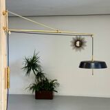 Antique Italian design Stilnovo brass and vintage metal gallows lamp