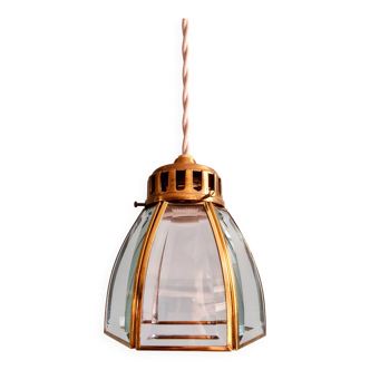 Suspension design en laiton et verre transparent (5 disponibles)