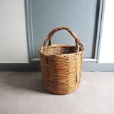Antique Round Wicker Log Basket
