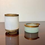 2 opaline ormolu tooth-stick holder & ashtray