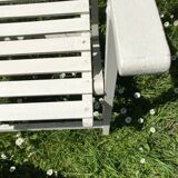 Folding slatted garden armchairs