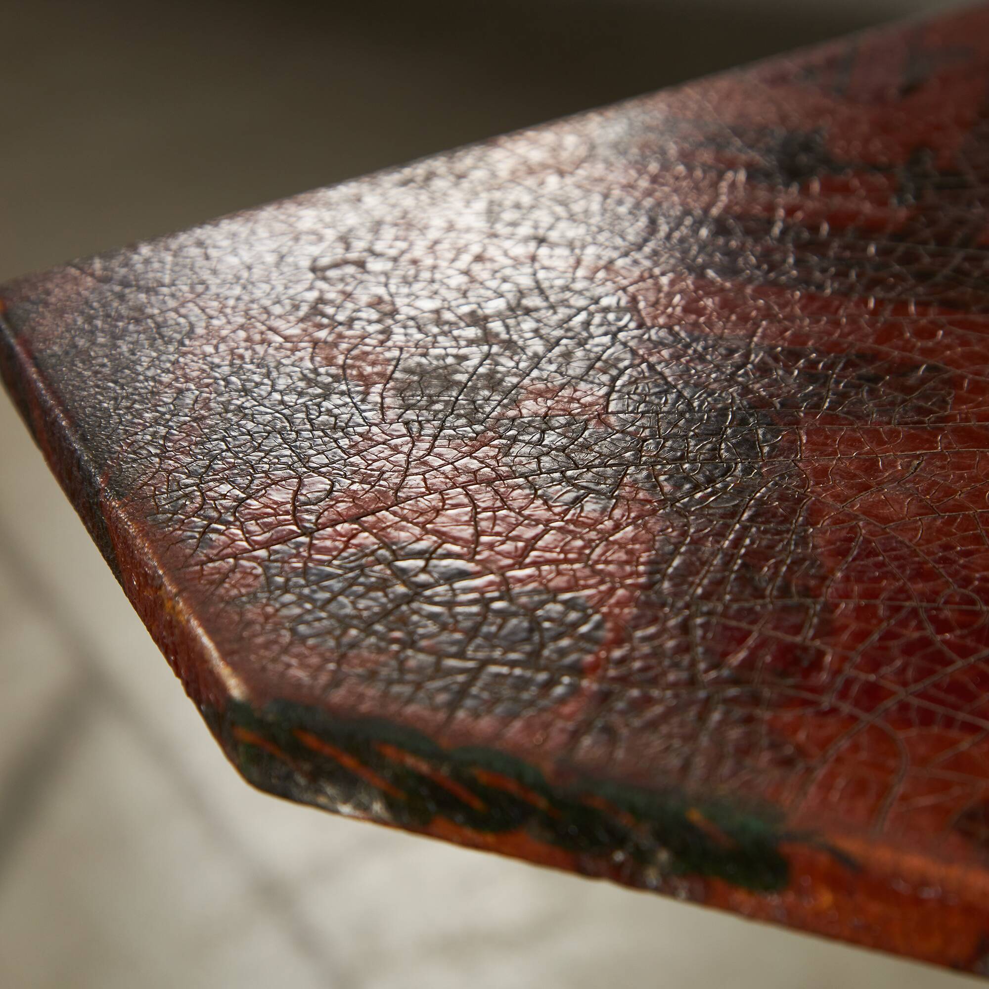 Italian Side Table with Unique Leather Top, 1970s