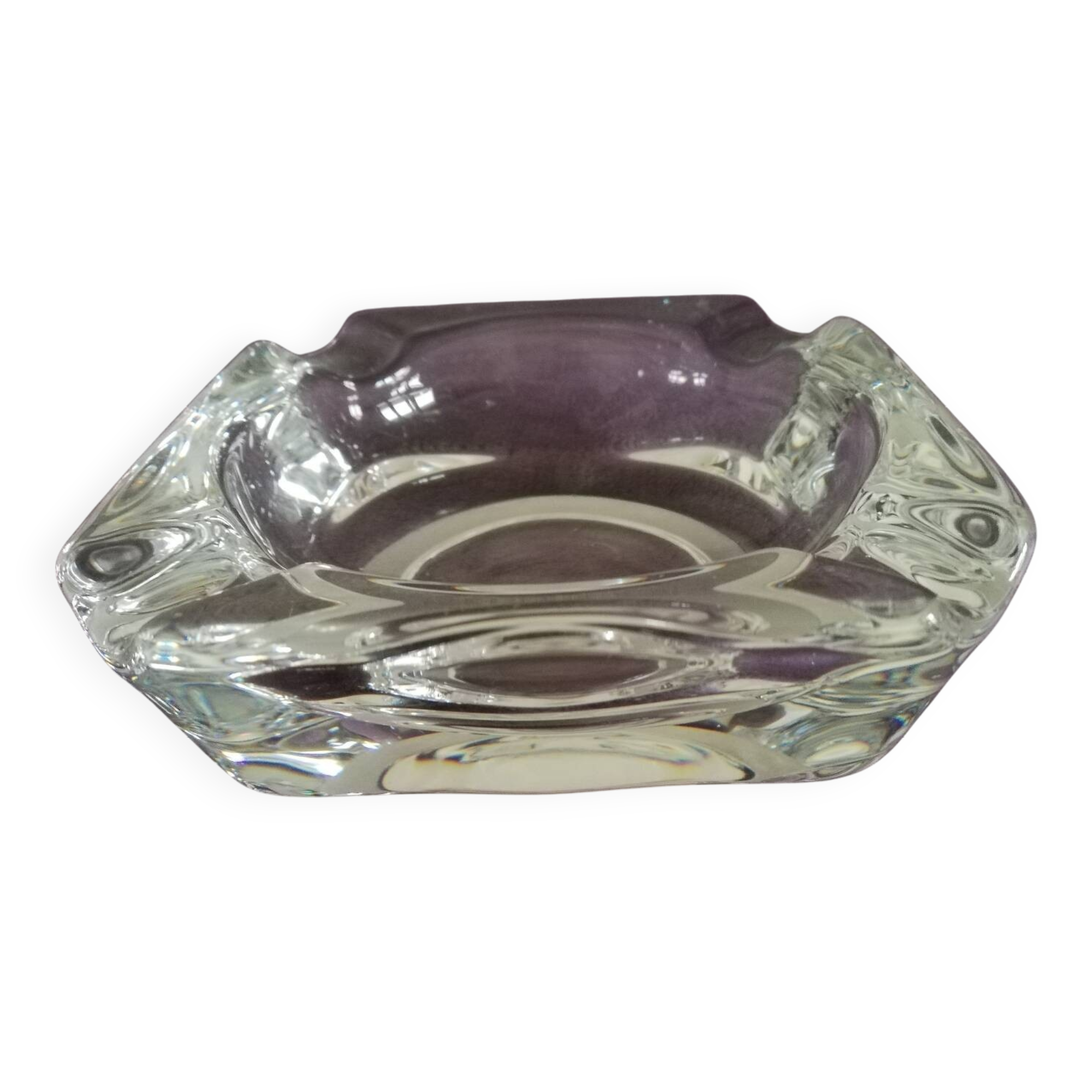 Square solid glass ashtray