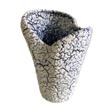 White and blue "fat Lava" vase - 60s