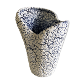 Vase blanc et bleu « fat Lava » années 60