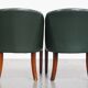 Set of 2 Green Cowhide Leather and Wooden Side/Dining/Office Chairs