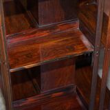 Edwardian revolving bookcase in hardwood with Sheraton inlay.