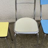 Mismatched formica chairs and stool 1960