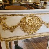 Patinated trumeau mirror beige and gold