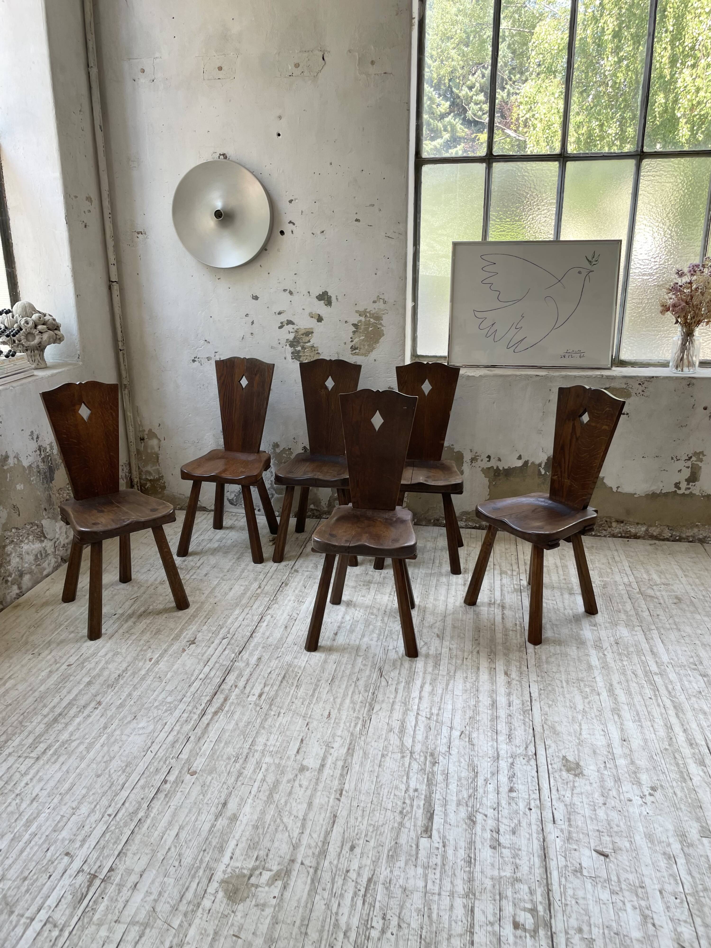 Chaises chêne massif chapo savoyarde art populaire