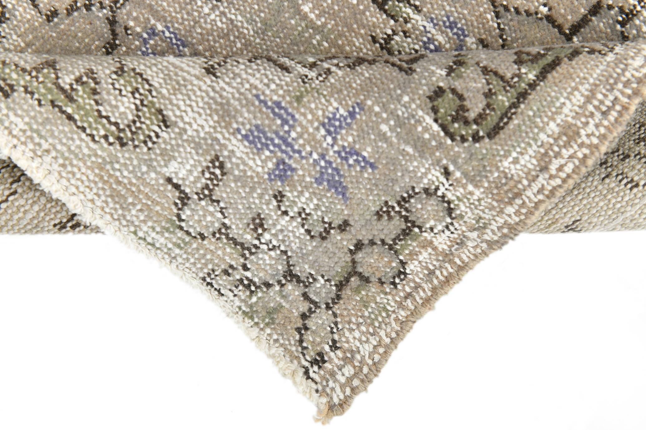 5x9 Rug For Living Room Gray Blue Handmade Wool Antique Turkish Rug, 156x264Cm