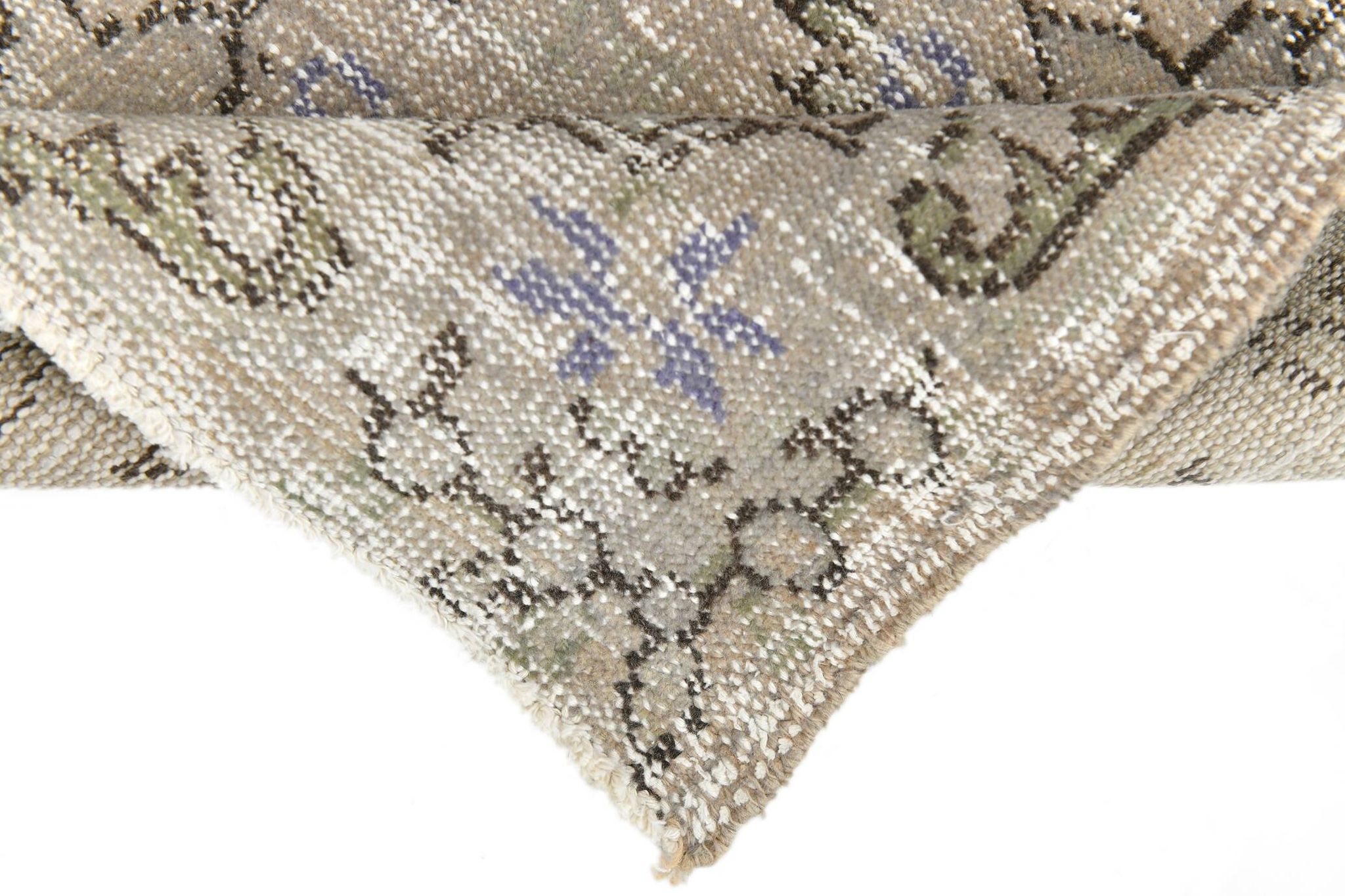5x9 Rug For Living Room Gray Blue Handmade Wool Antique Turkish Rug, 156x264Cm