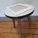 Wooden and formica tripod coffee table