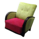 Set of 2 Art Deco armchairs in fuchsia and olive fabric, 1930s, Czech Republic.