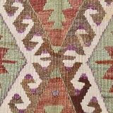 5x8 Green & Orange Tribal Vintage Kilim Rug, 146x255Cm SK 33083