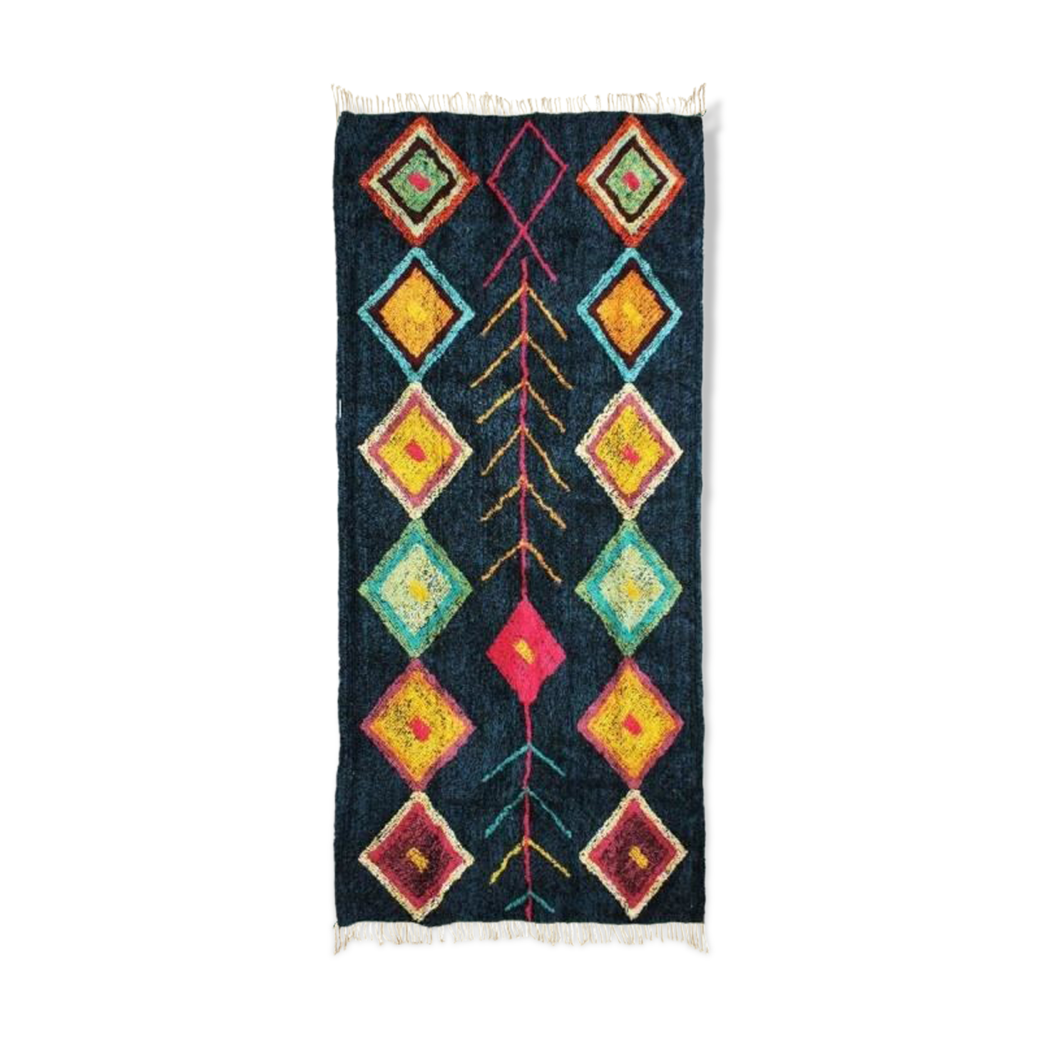 Azilal Style Carpet Blue cotton 80X180 cm