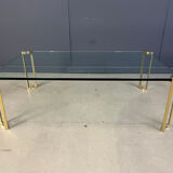 Peter Ghyczy style coffee table in brass and glass