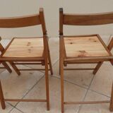 4 chaises en bois vintage vernis Pliables dessus totalement restaurées