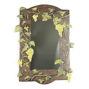 20th Century Carved Wooden Mirror With Vine Decor