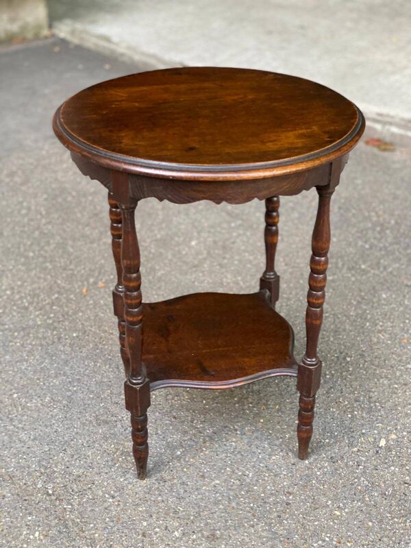 Étagère ronde art déco vintage en bois massif