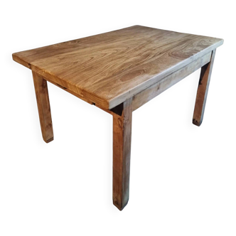 Vintage French baker's work table in chestnut, 1960s.