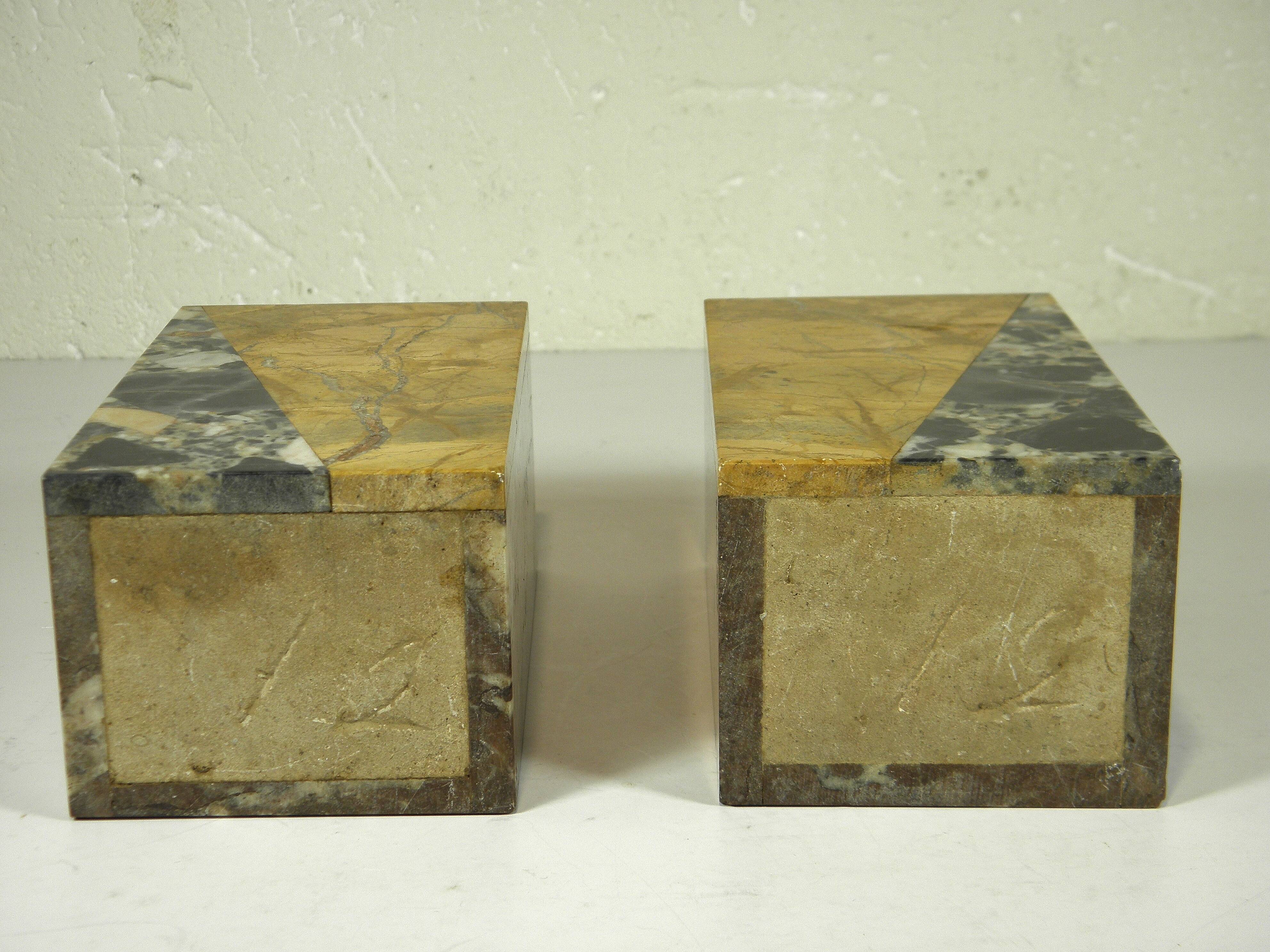 Pair of Art Deco marble bookends