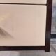 Vintage lacquered top desk with iron structure and pointed brass feet