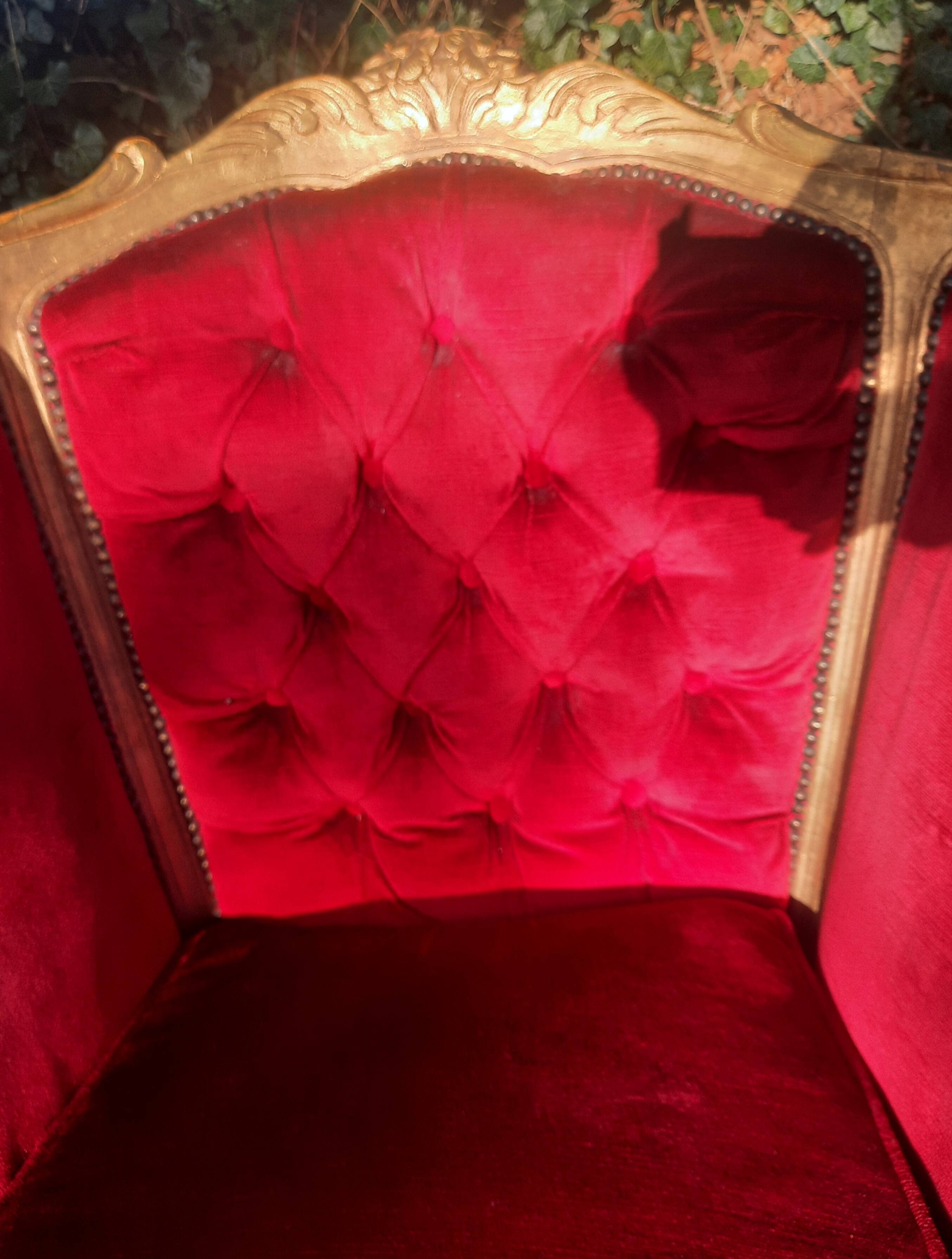 Large Louis XV style padded bergère