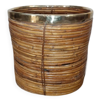 Jardinière bambou et laiton 1970s