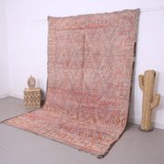 Pink Vintage Moroccan Rug 205 x 303 cm, Berber Wool Rug, Berber Boho Rug