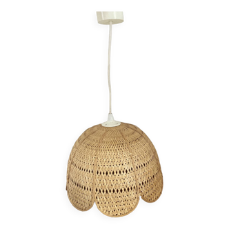 Vintage wicker rattan flower pendant light