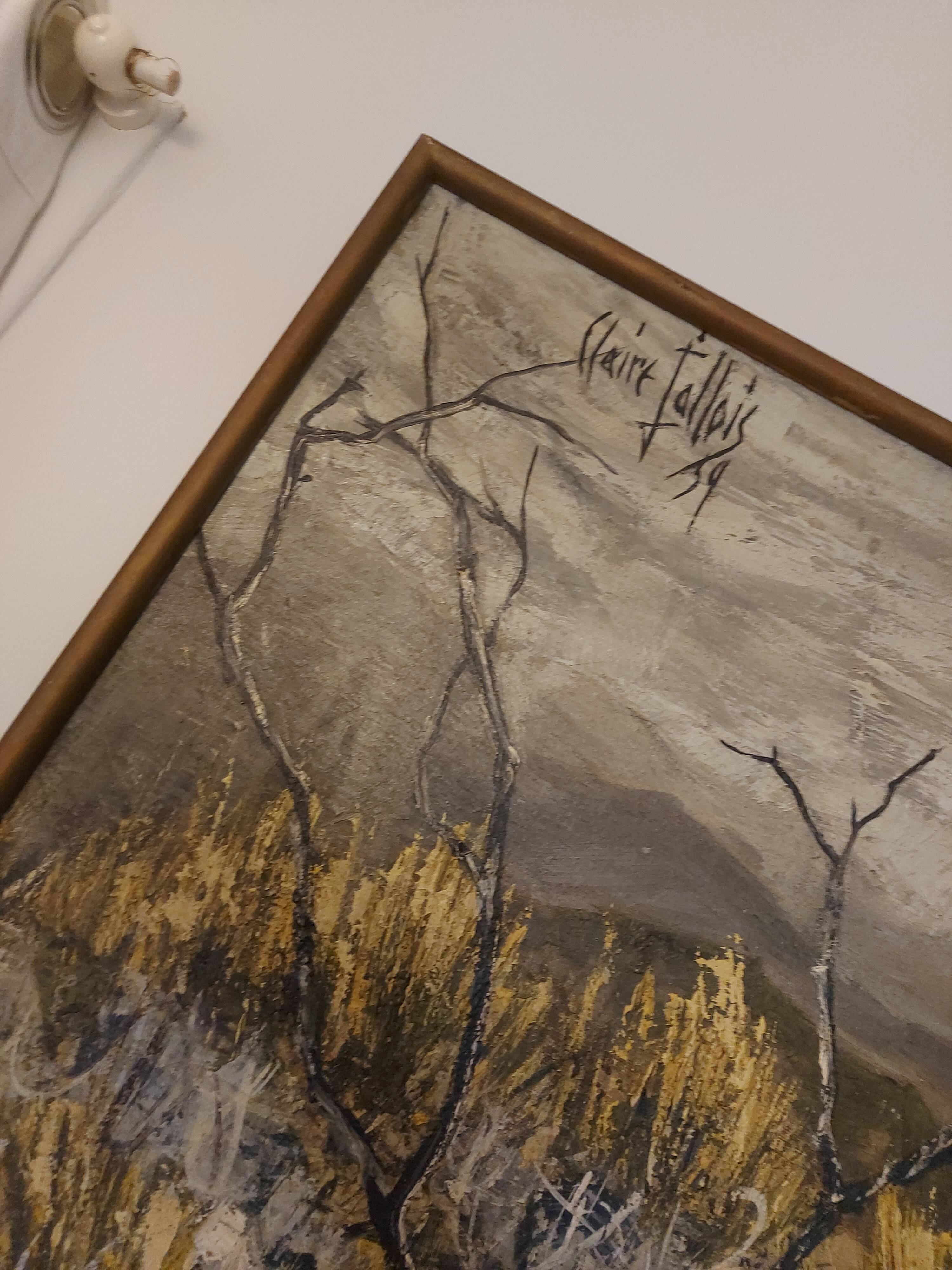 Oil painting on canvas, Claure Jallois, landscape cevenol ( 1959 )