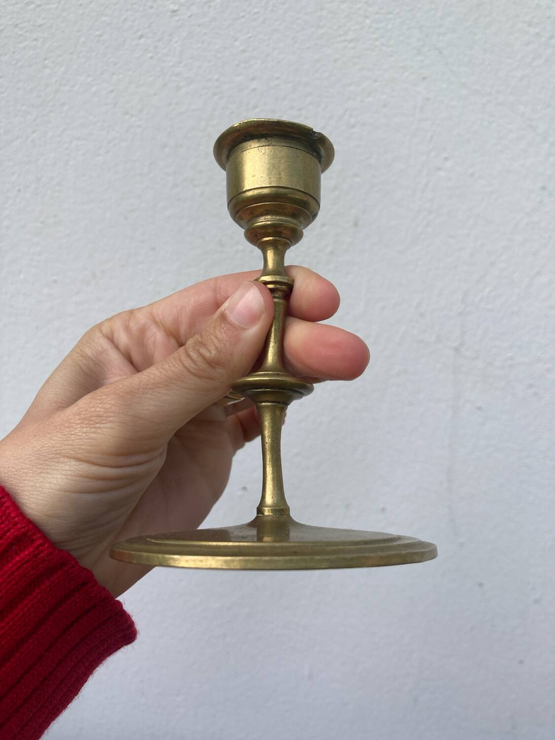 Petit bougeoir en laiton doré XIXer