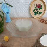 Flat set and 6 shell-shaped glass ramekins
