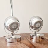 Paire de lampes design Space Age 1960 chromées