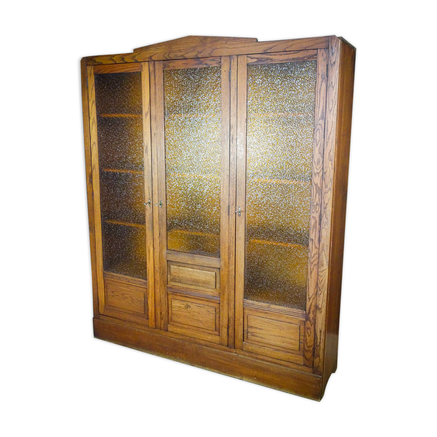 Art deco bookcase with stained glass windows - 1930s
