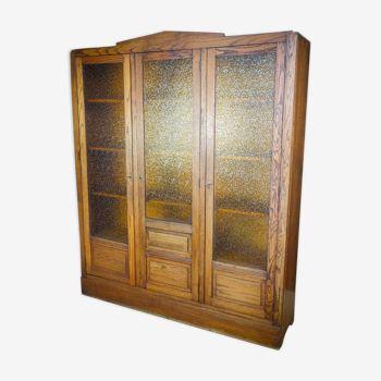 Art deco bookcase with stained glass windows - 1930s