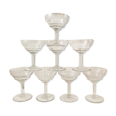 Lot de 8 coupes à champagne en cristal gravées années 50/60