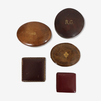 5 vintage leather jewelry boxes