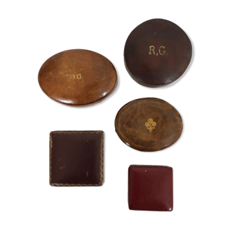 5 vintage leather jewelry boxes