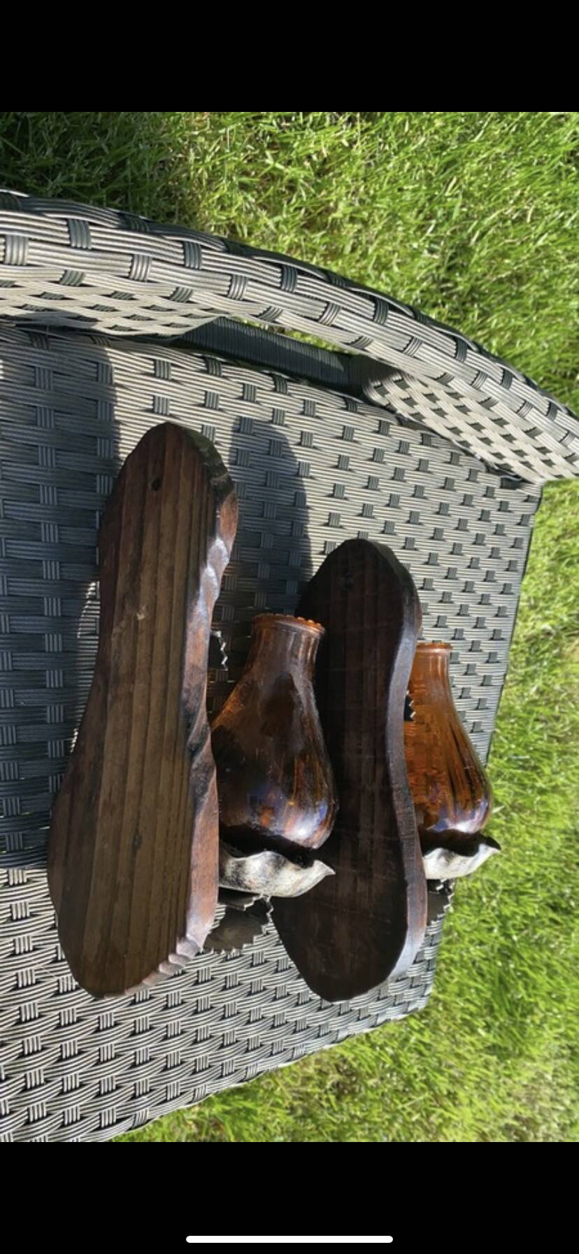 Pair of amber green wall candle holders