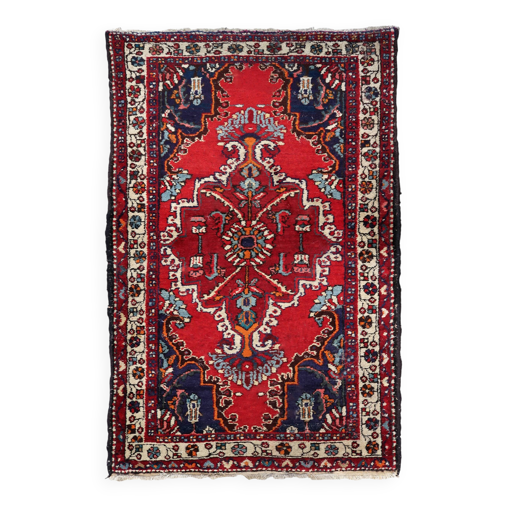 Tapis Hamadan vintage fait main en laine – 100 x 149 cm - 1C1041
