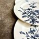 6 Lunéville dessert plates in blue ironstone, "Azaléa" service