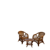 Fauteuils et table en osier