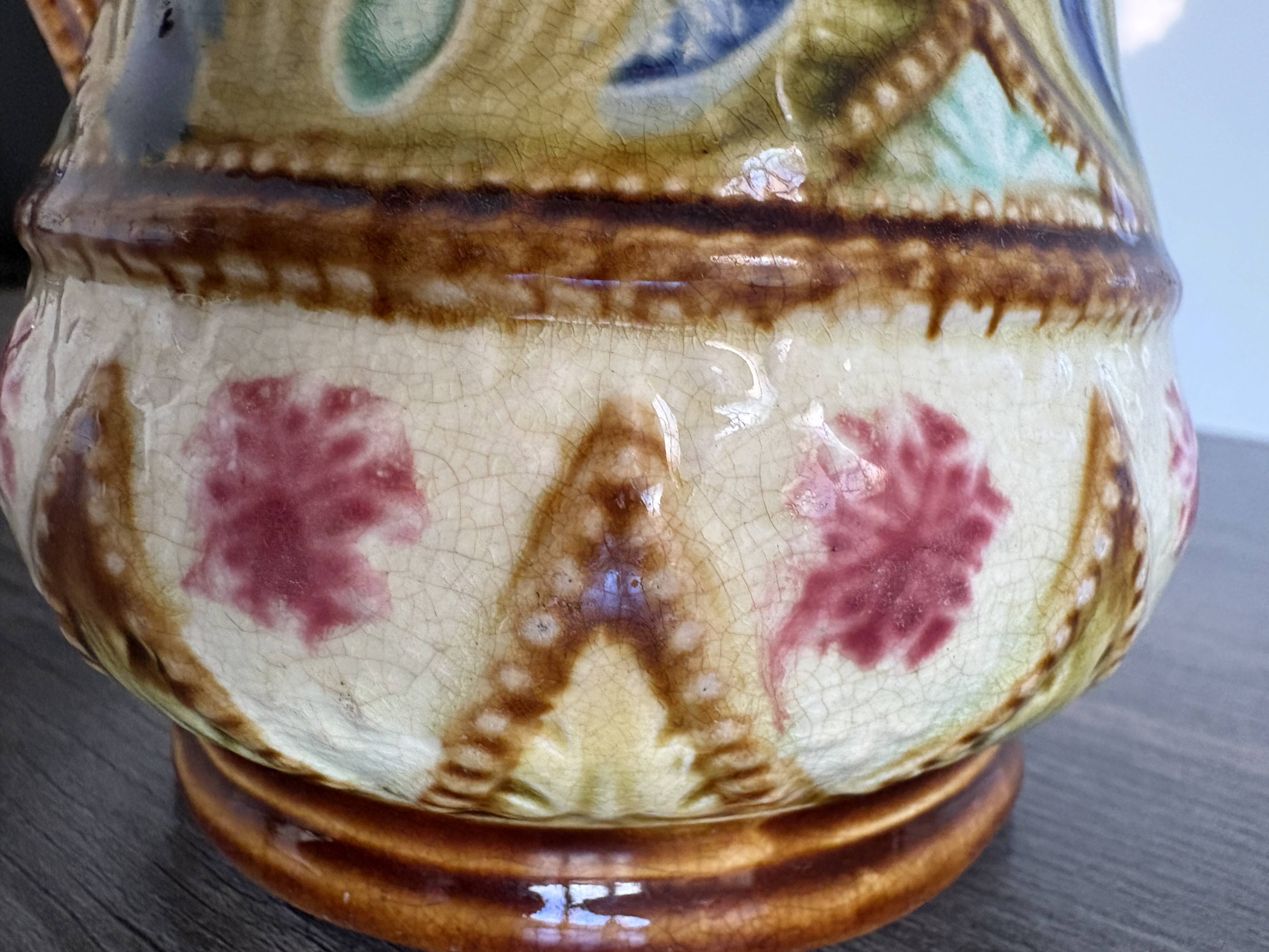 Antique Art Nouveau barbotine jug