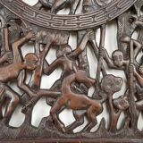 African door in carved wood and bronze of village chief Baboun, Cameroon, early 20th century