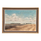 Grande peinture à l'huile britannique originale – 'Wells Next the Sea' par Robin Franklin – Signée – Vintage et encadrée – 103,5 × 73 cm