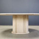 Vintage oval travertine dining table, 1970s